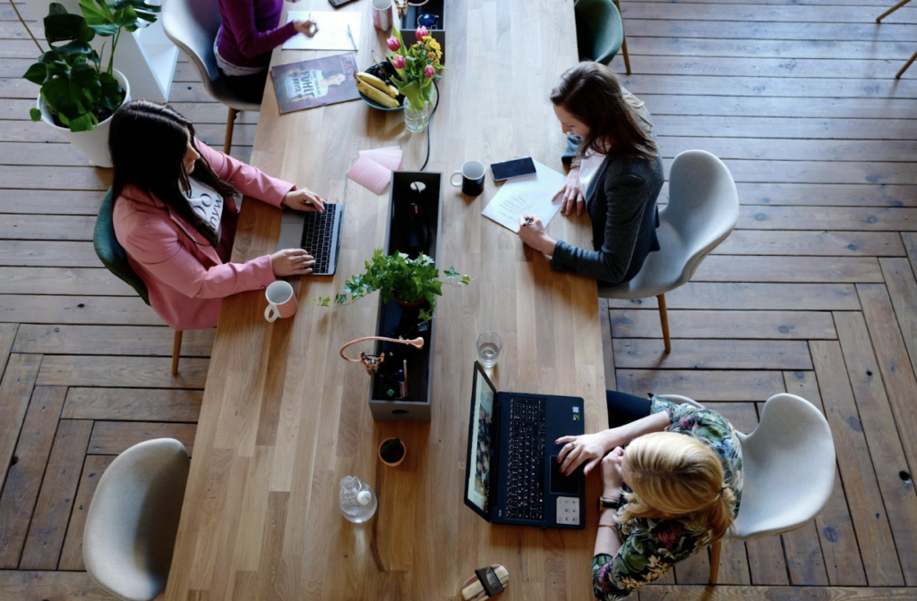 Arial View of a Small Team Working Together